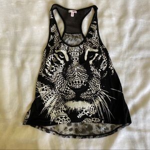 Black tiger tank top, tribal print. By BONGO